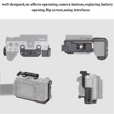 Camera Cage with NATO Rail 1/4″ 3/8″ Hole for Sony FX3 FX30 ILME-FX30