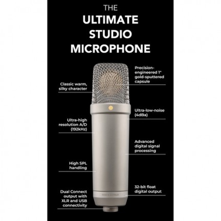 RODE NT1 5th Generation Large-Diaphragm Cardioid Condenser XLR/USB Microphone (Black)