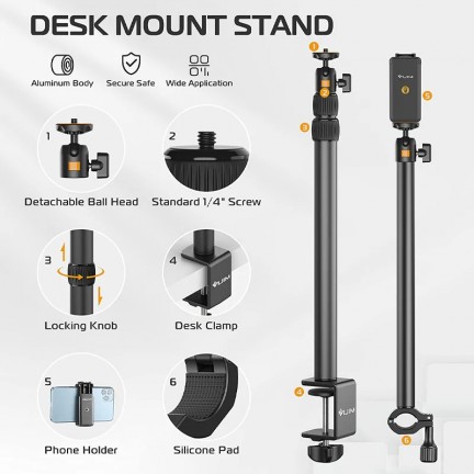 Ulanzi VIJIM LS02 Camera Desk Mount Stand with Auxiliary Holding Arm