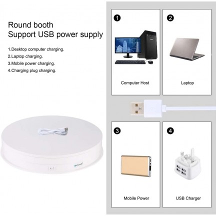 PULUZ 30cm USB Electric Rotating Turntable Display Stand Video Shooting Props Turntable for Photography 360, Load 10-7kg(White)